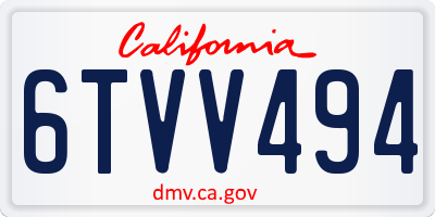 CA license plate 6TVV494