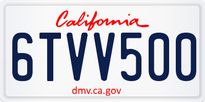 CA license plate 6TVV500