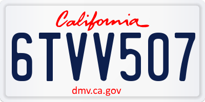 CA license plate 6TVV507