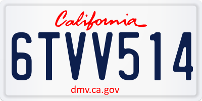 CA license plate 6TVV514