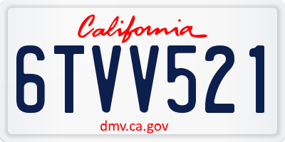 CA license plate 6TVV521