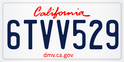CA license plate 6TVV529