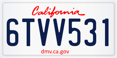 CA license plate 6TVV531