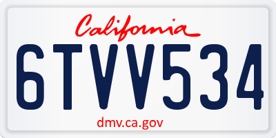 CA license plate 6TVV534