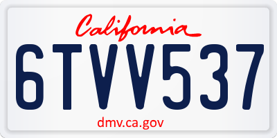 CA license plate 6TVV537