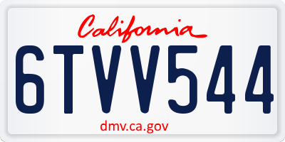CA license plate 6TVV544