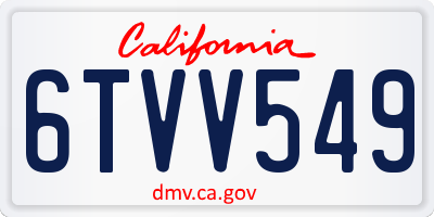 CA license plate 6TVV549