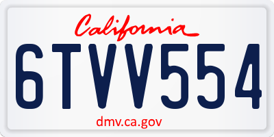 CA license plate 6TVV554