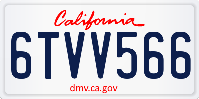 CA license plate 6TVV566