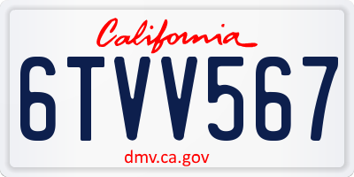 CA license plate 6TVV567