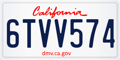 CA license plate 6TVV574