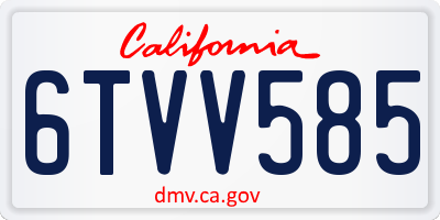 CA license plate 6TVV585