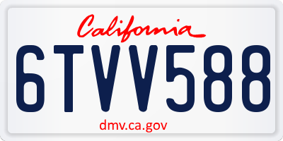 CA license plate 6TVV588