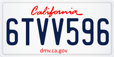 CA license plate 6TVV596