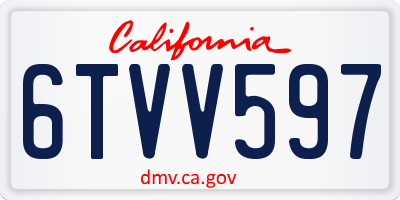 CA license plate 6TVV597