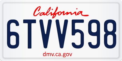 CA license plate 6TVV598