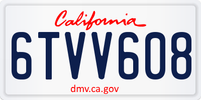 CA license plate 6TVV608