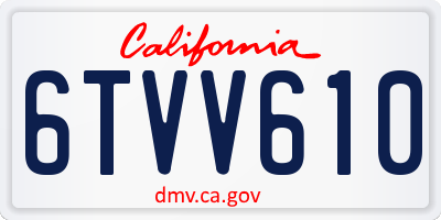 CA license plate 6TVV610