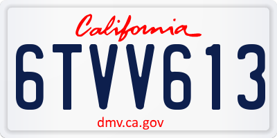 CA license plate 6TVV613