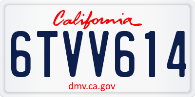 CA license plate 6TVV614