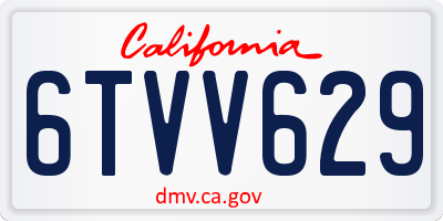 CA license plate 6TVV629