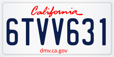 CA license plate 6TVV631