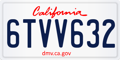 CA license plate 6TVV632