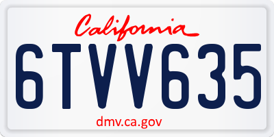 CA license plate 6TVV635