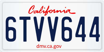CA license plate 6TVV644