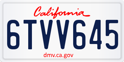 CA license plate 6TVV645