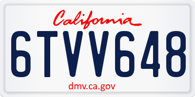 CA license plate 6TVV648