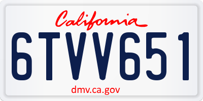 CA license plate 6TVV651