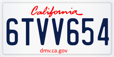 CA license plate 6TVV654