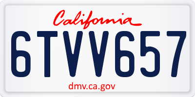 CA license plate 6TVV657
