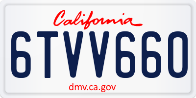 CA license plate 6TVV660