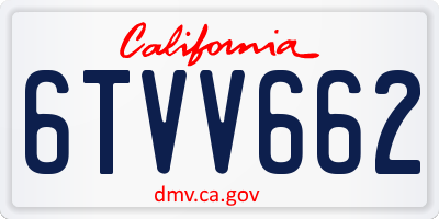 CA license plate 6TVV662