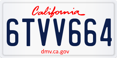 CA license plate 6TVV664