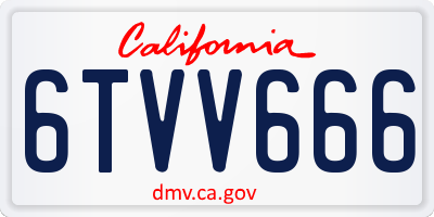 CA license plate 6TVV666