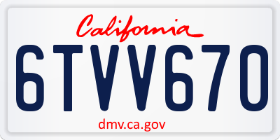 CA license plate 6TVV670