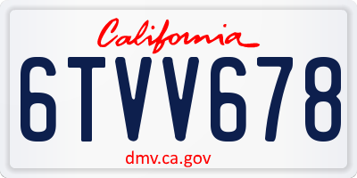 CA license plate 6TVV678