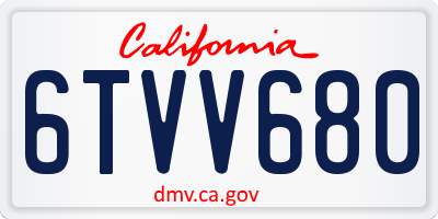 CA license plate 6TVV680