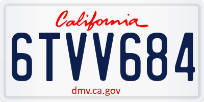 CA license plate 6TVV684