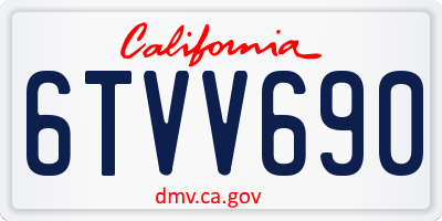 CA license plate 6TVV690