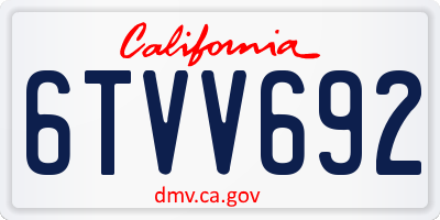CA license plate 6TVV692