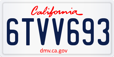 CA license plate 6TVV693
