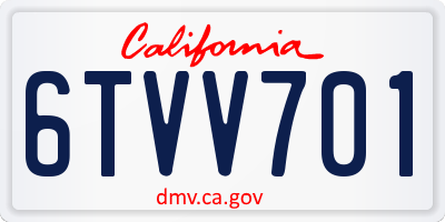 CA license plate 6TVV701