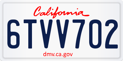 CA license plate 6TVV702