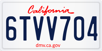 CA license plate 6TVV704