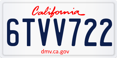CA license plate 6TVV722