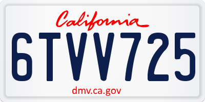 CA license plate 6TVV725